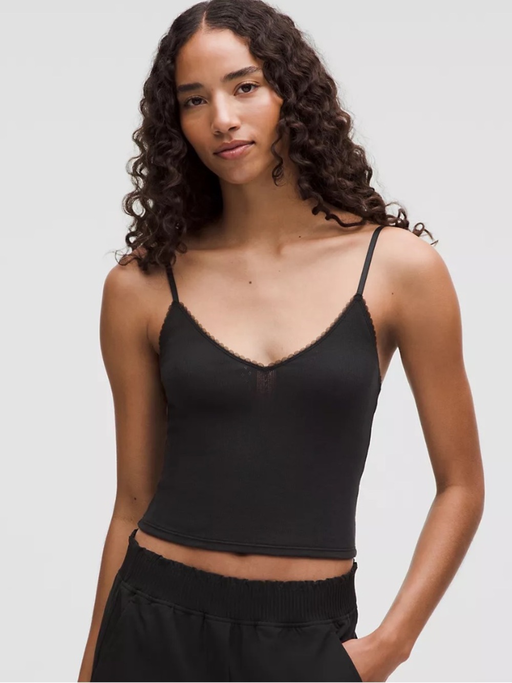 Lululemon Cotton Pointelle Cropped Cami Tank Top